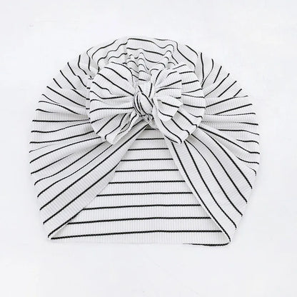 ベビー用帽子 White / One Size ベビーターバン リボン帽子 ボーダー柄 11カラー【mh0003669】