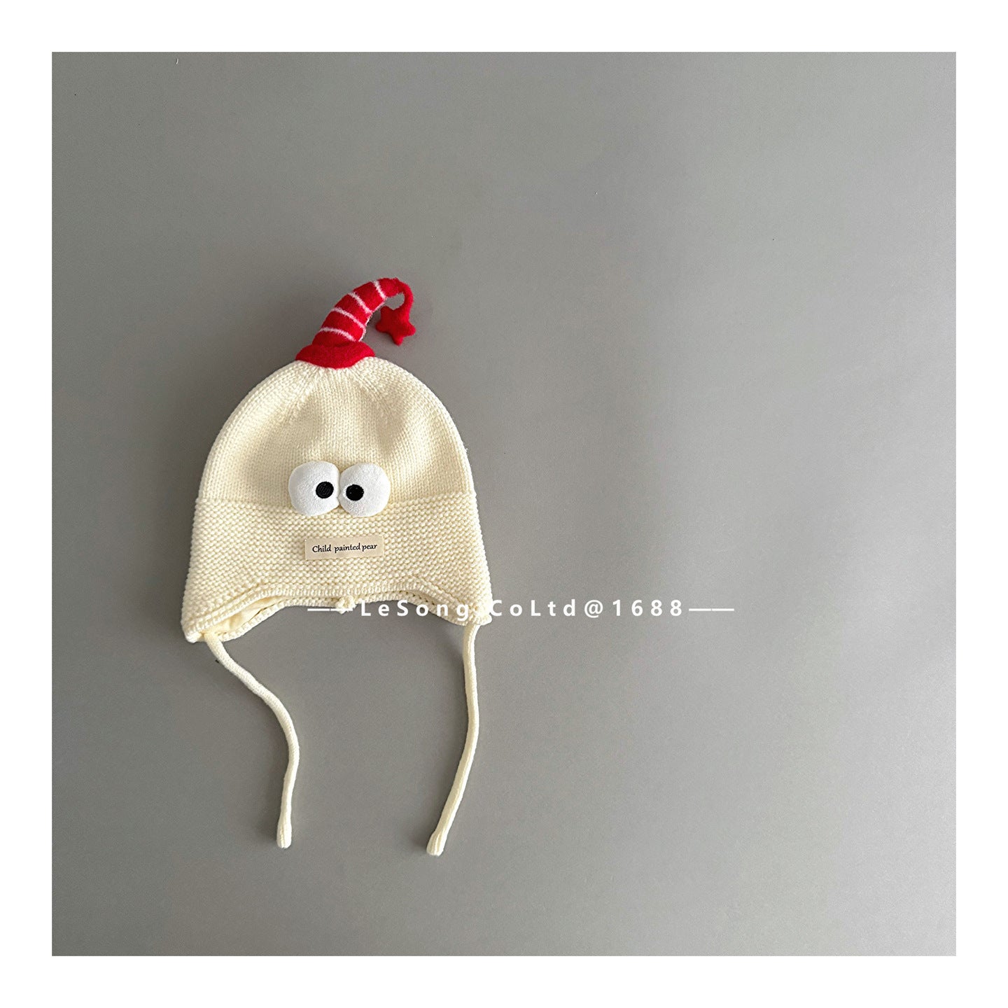 ベビー用帽子 White / One Size ベビー帽子 アイボール 目玉ワッペン ニットキャップ【mh0011826】