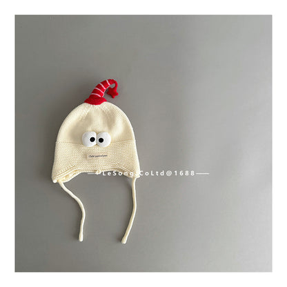 ベビー用帽子 White / One Size ベビー帽子 アイボール 目玉ワッペン ニットキャップ【mh0011826】