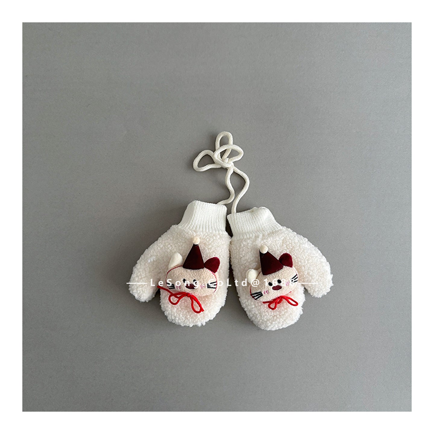 ベビーキッズその他アクセサリー White / One Size ベビーキッズ手袋 ミトン 指なし フリース アニマルアップリケ【mh0011827】