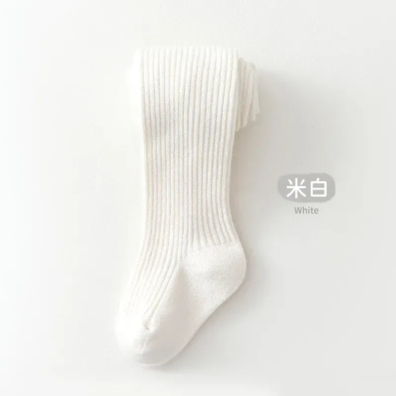 ベビー用靴下・タイツ white / S 0-1Y ベビーキッズタイツ リブ編みシンプルロングソックス【mh0007605】