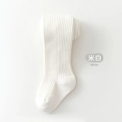 ベビー用靴下・タイツ white / S 0-1Y ベビーキッズタイツ リブ編みシンプルロングソックス【mh0007605】