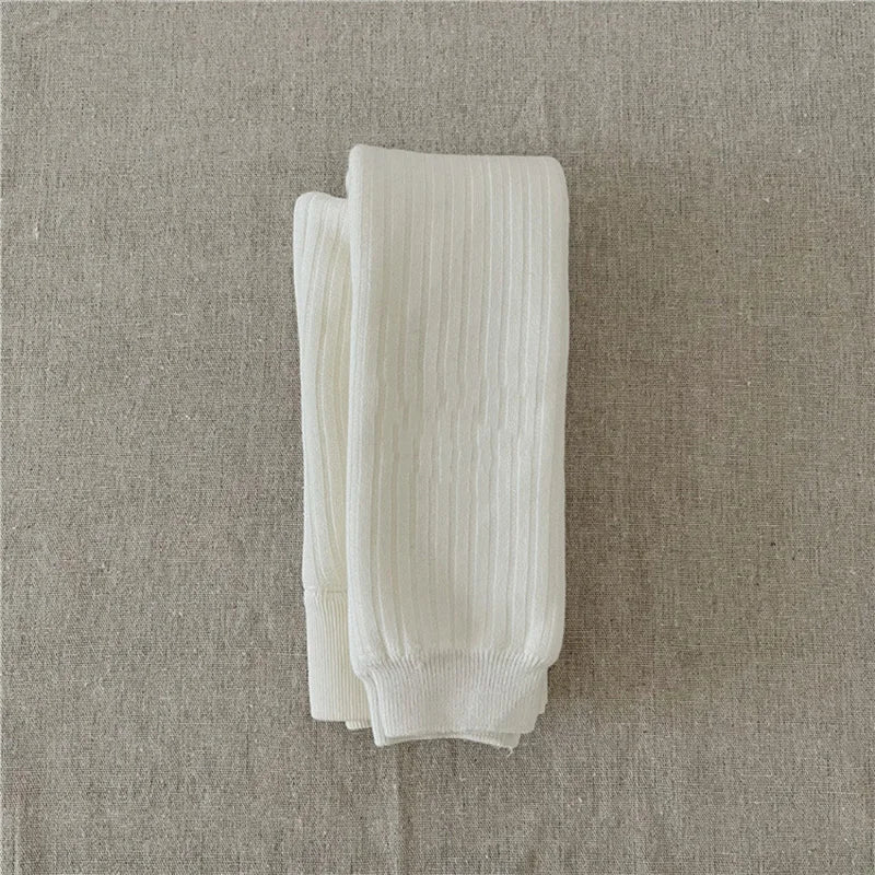 ベビー用靴下・タイツ White / S 1-2Y キッズレギンスパンツ リブニットタイツ レギパン 裏フリース 6カラー【mh0003428】キッズレギンスパンツ リブニットタイツ レギパン 裏フリース 6カラー