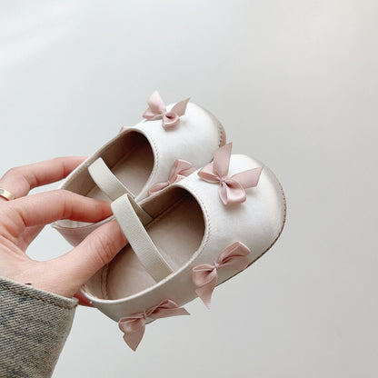 ベビー用靴 White / S (inseam 11 cm) ベビーシューズ リボンストラップフラットバレエシューズ【mh0009715】