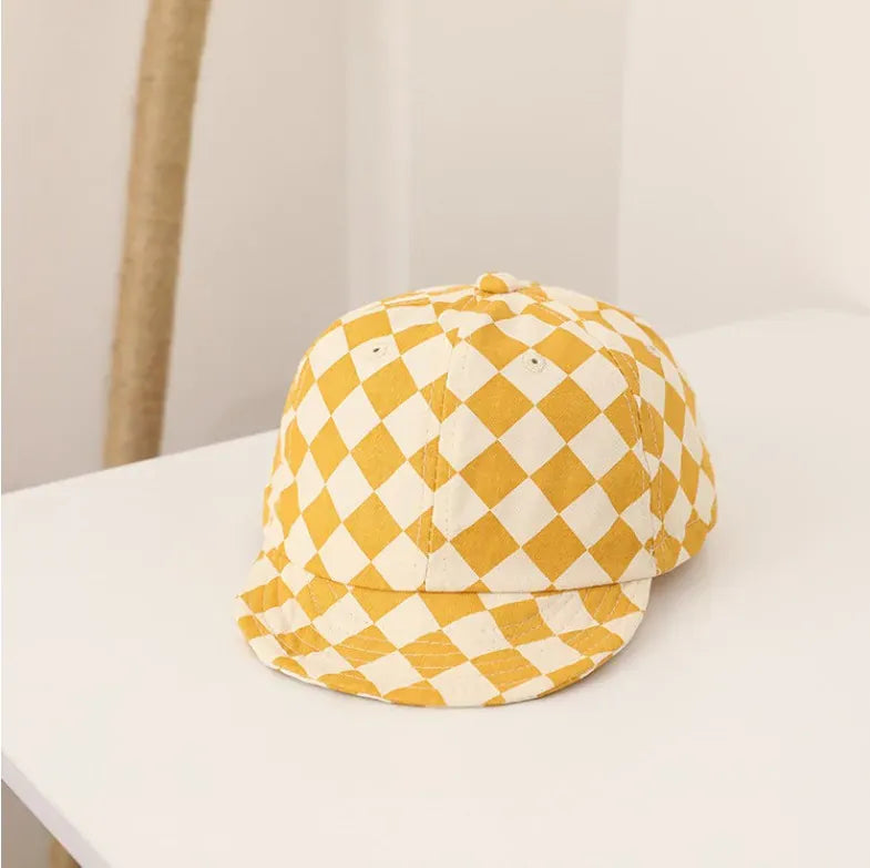 ベビー用帽子 Yellow / 45-50CM ベビー チェッカー ダイヤ チェック みずたま キャップ ハット 帽子【mh0003489】