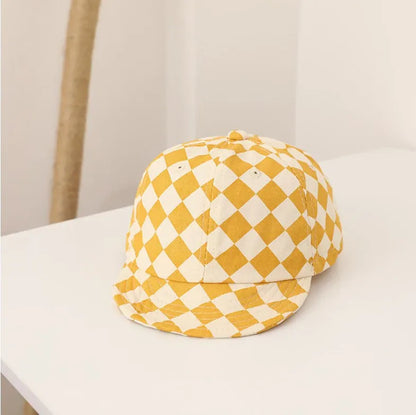 ベビー用帽子 Yellow / 45-50CM ベビー チェッカー ダイヤ チェック みずたま キャップ ハット 帽子【mh0003489】