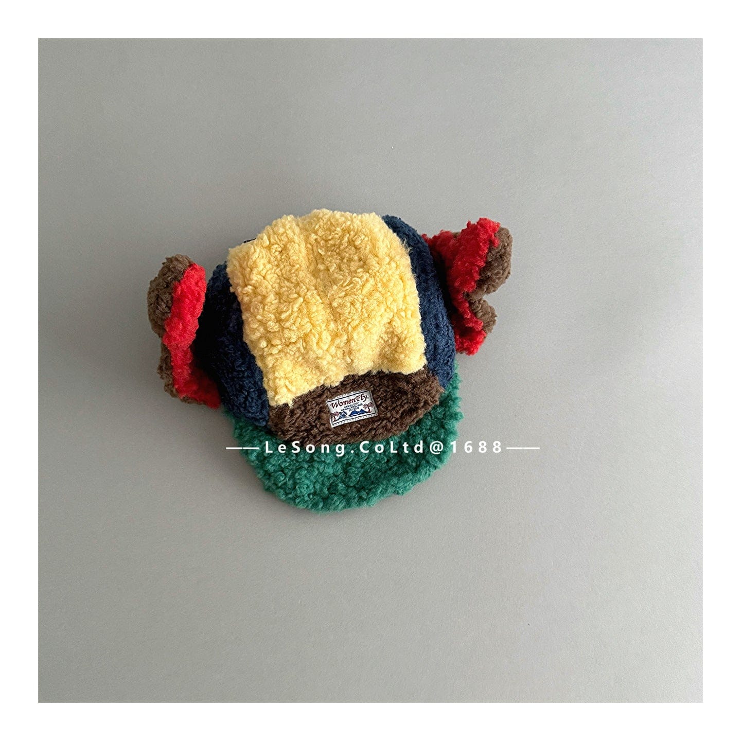 ベビー用帽子 Yellow / Children キッズ パイロット帽 ボア カラフルパッチワーク 耳当て 防寒【mh0011601】