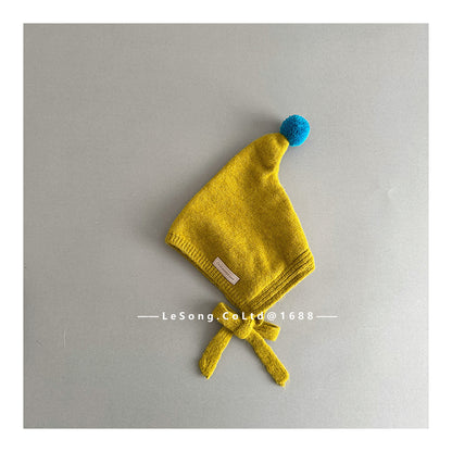 ベビー用帽子 Yellow / One Size ベビー帽子 ぽんぽん付き 小人キャップ ピクシーハット【mh0011812】