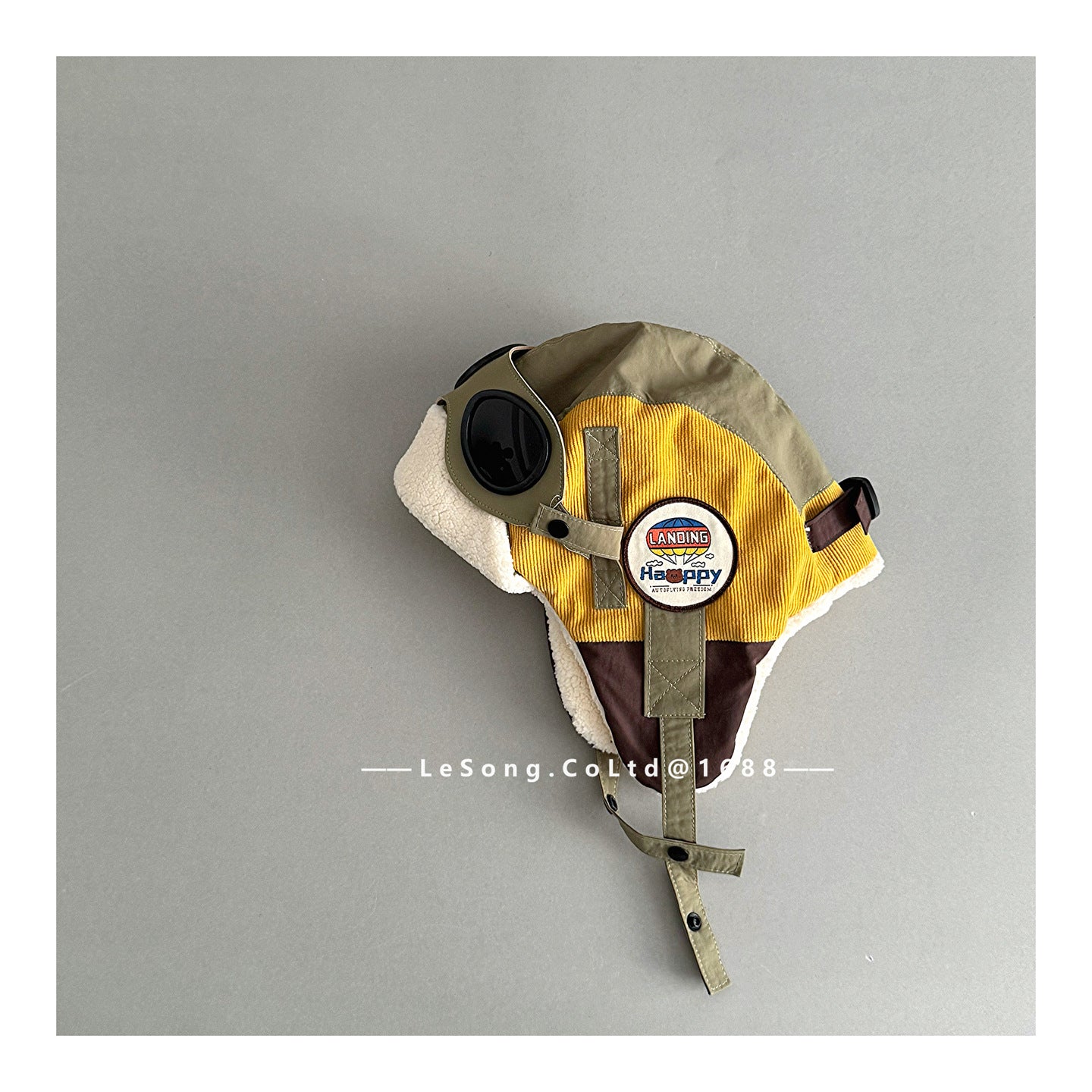 ベビー用帽子 Yellow / One Size キッズ帽子 ゴーグル 耳当て付き フライトキャップ パイロット帽【mh0011836】