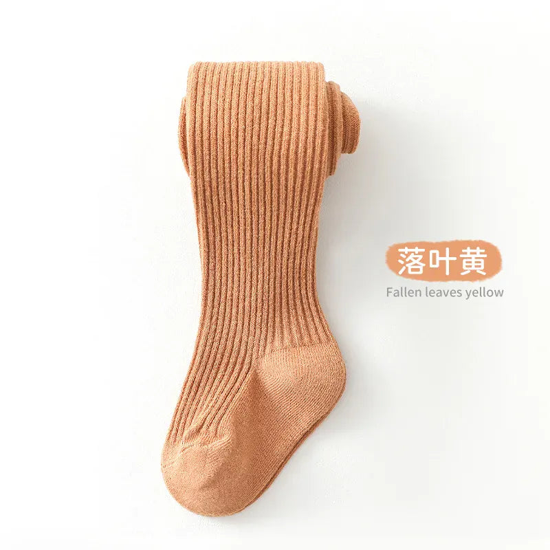 ベビー用靴下・タイツ Yellow / S 0-1Y ベビーキッズタイツ リブ編みシンプルロングソックス【mh0007605】