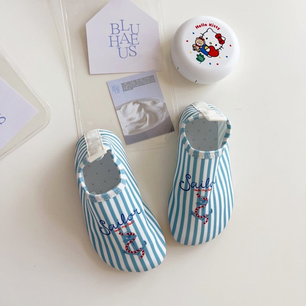 Blue Sea Anchor / 24 25 (SInsole length 14CM) スイムシューズ マリンシューズ ウォーターシューズ ストライプ/ガールプリント【mh0010228】