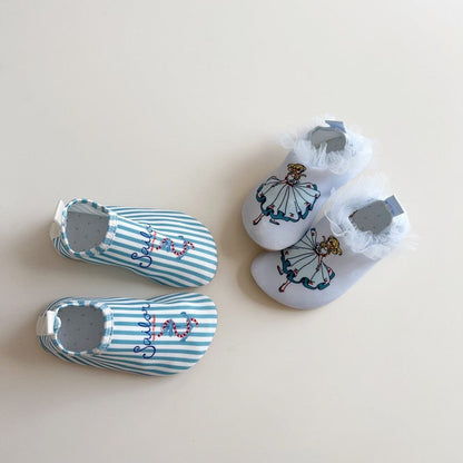 スイムシューズ マリンシューズ ウォーターシューズ ストライプ/ガールプリント【mh0010228】