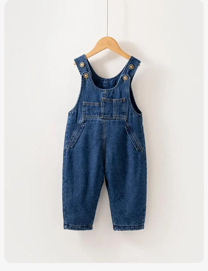 オーバーオール ベビーキッズオーバーオール 裏フリース厚手デニムサスペンダーパンツ