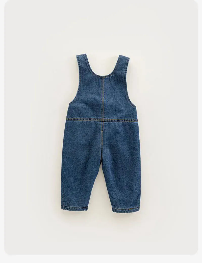 オーバーオール ベビーキッズオーバーオール 裏フリース厚手デニムサスペンダーパンツ