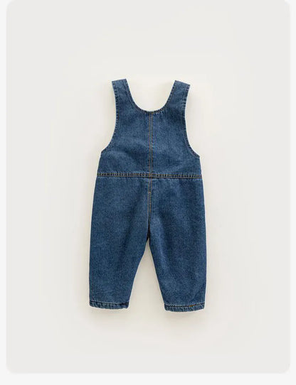 オーバーオール ベビーキッズオーバーオール 裏フリース厚手デニムサスペンダーパンツ