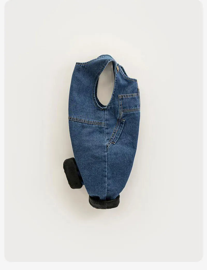 オーバーオール ベビーキッズオーバーオール 裏フリース厚手デニムサスペンダーパンツ