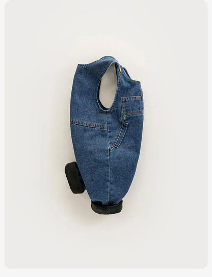 オーバーオール ベビーキッズオーバーオール 裏フリース厚手デニムサスペンダーパンツ