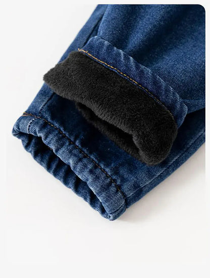 オーバーオール ベビーキッズオーバーオール 裏フリース厚手デニムサスペンダーパンツ