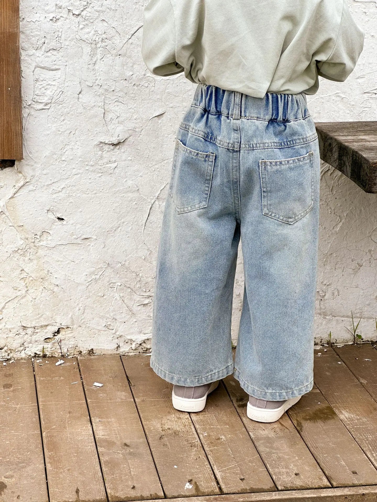 デニムパンツ キッズパンツ アニマルプリントルーズストレートデニムパンツ ジーンズ