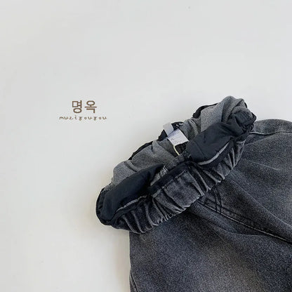 デニムパンツ キッズパンツ 変わりポケットルーズデニムパンツ ブラックジーンズ