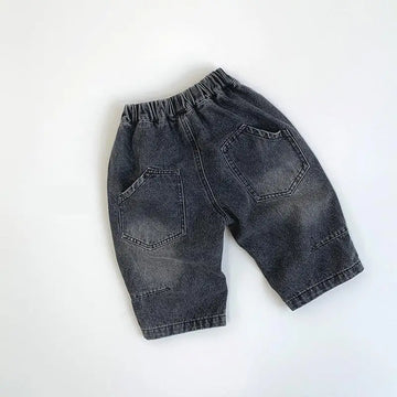 デニムパンツ キッズパンツ 変わりポケットルーズデニムパンツ ブラックジーンズ