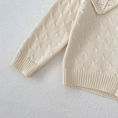 カーディガン・パーカー ベビーロンパース/カーディガン ニットサスペンダーポケットボディスーツ/襟付きニットジャケット