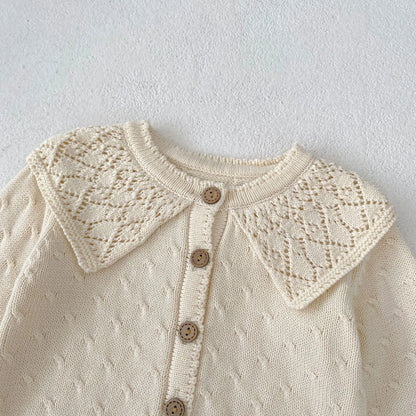 カーディガン・パーカー ベビーロンパース/カーディガン ニットサスペンダーポケットボディスーツ/襟付きニットジャケット