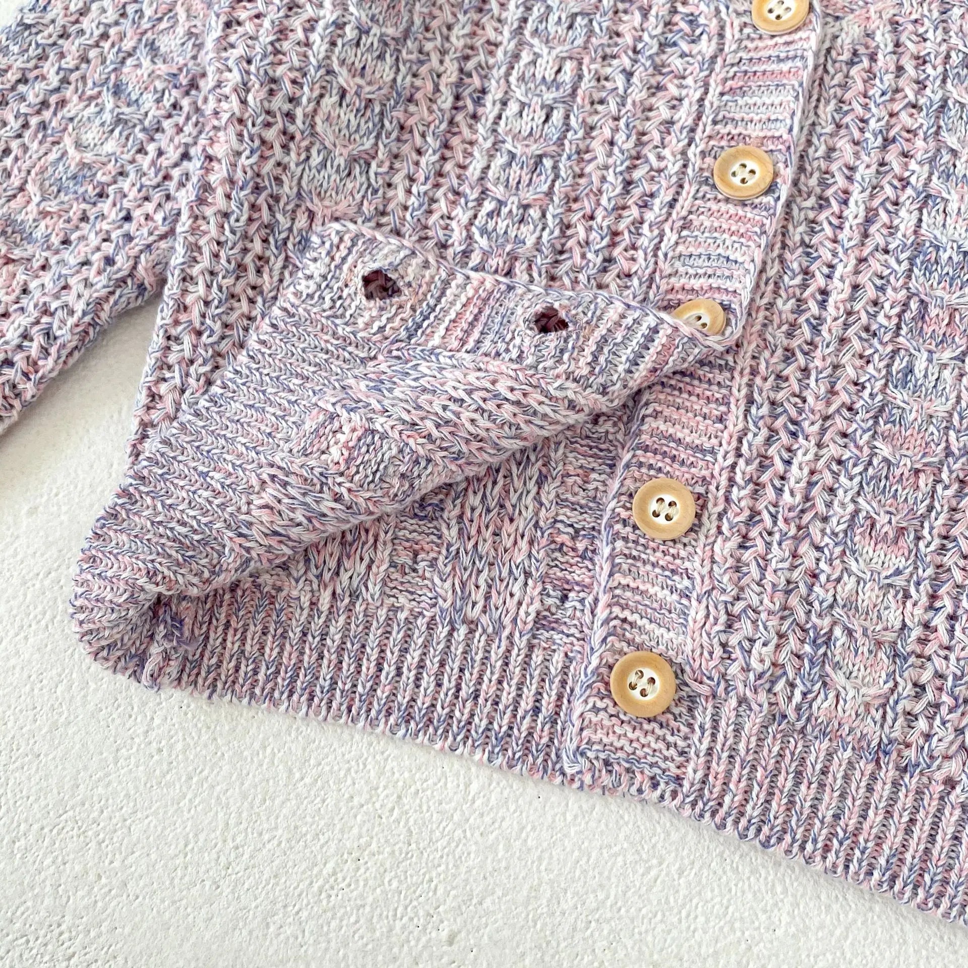 カーディガン・パーカー ベビーカーディガン カラフルネップ ざっくりニットジャケット パープル