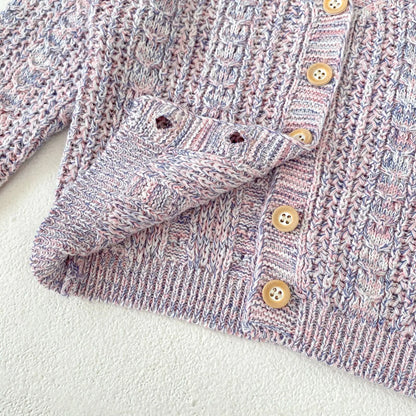 カーディガン・パーカー ベビーカーディガン カラフルネップ ざっくりニットジャケット パープル