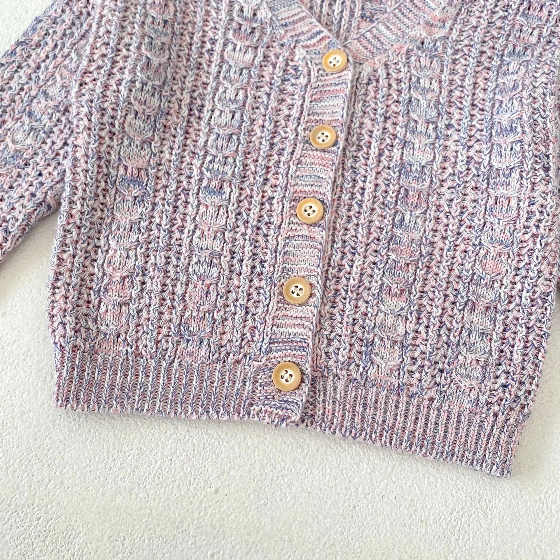 カーディガン・パーカー ベビーカーディガン カラフルネップ ざっくりニットジャケット パープル