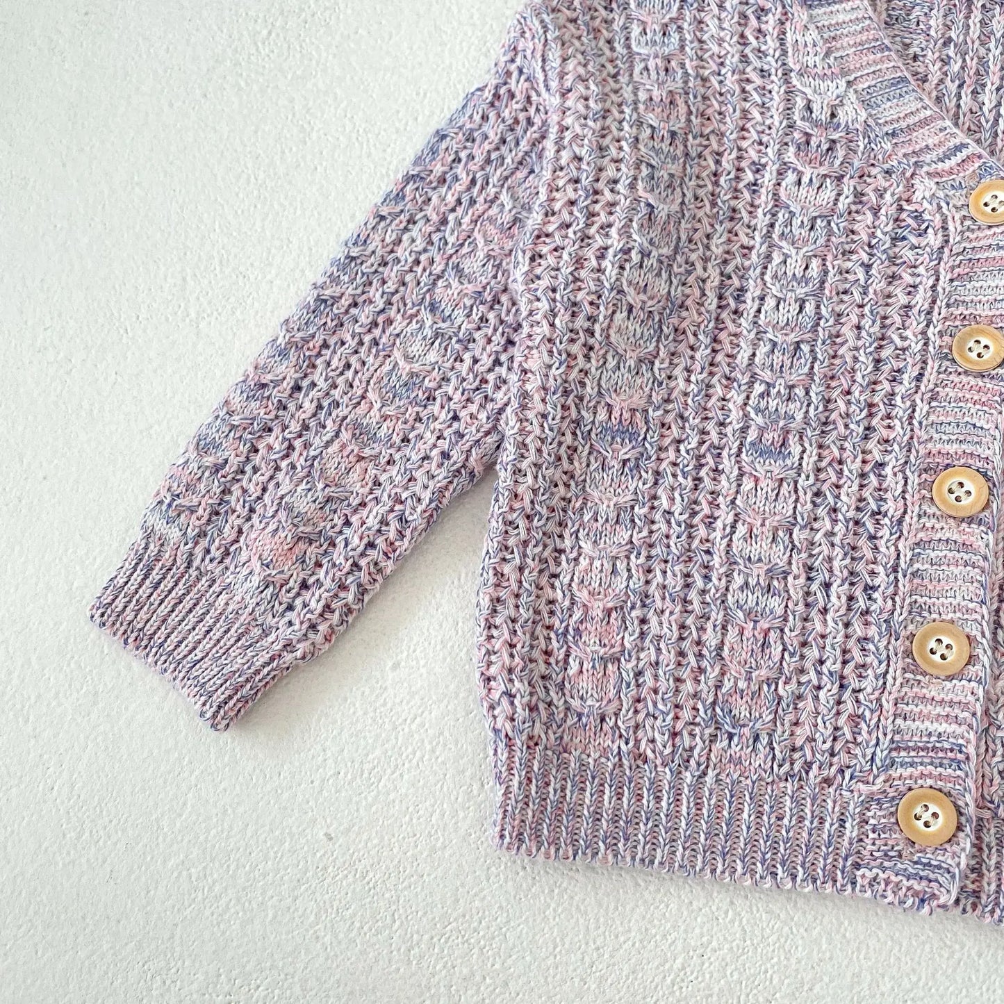 カーディガン・パーカー ベビーカーディガン カラフルネップ ざっくりニットジャケット パープル