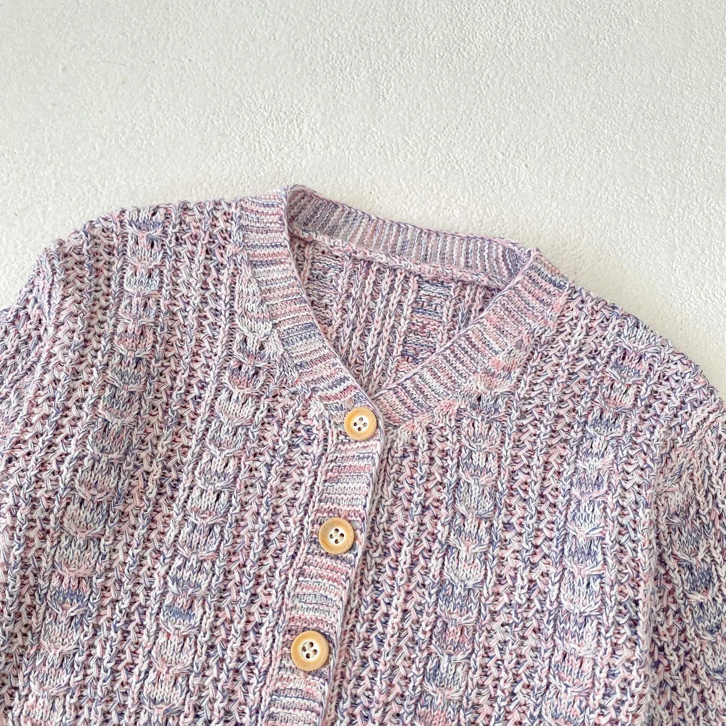 カーディガン・パーカー ベビーカーディガン カラフルネップ ざっくりニットジャケット パープル