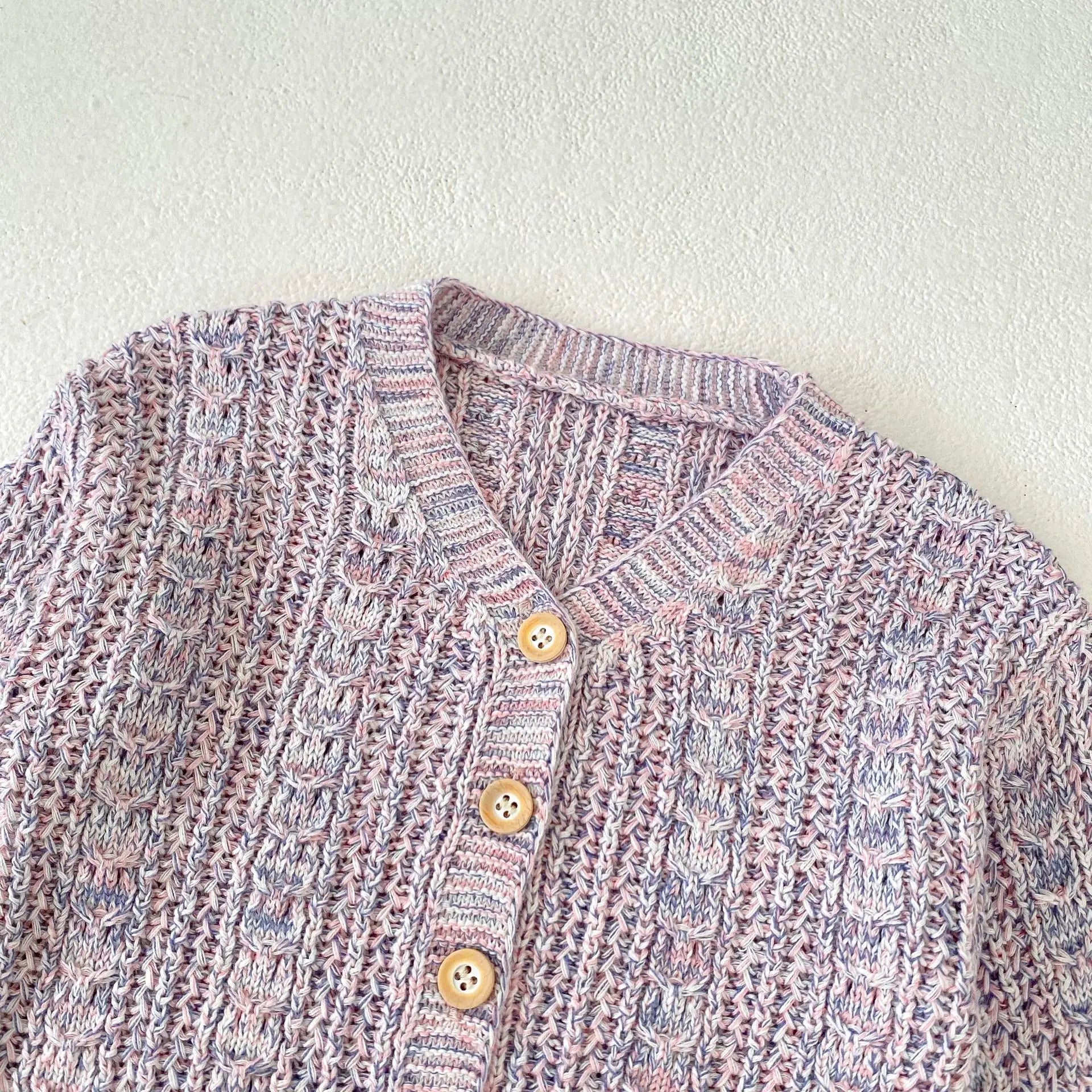 カーディガン・パーカー ベビーカーディガン カラフルネップ ざっくりニットジャケット パープル