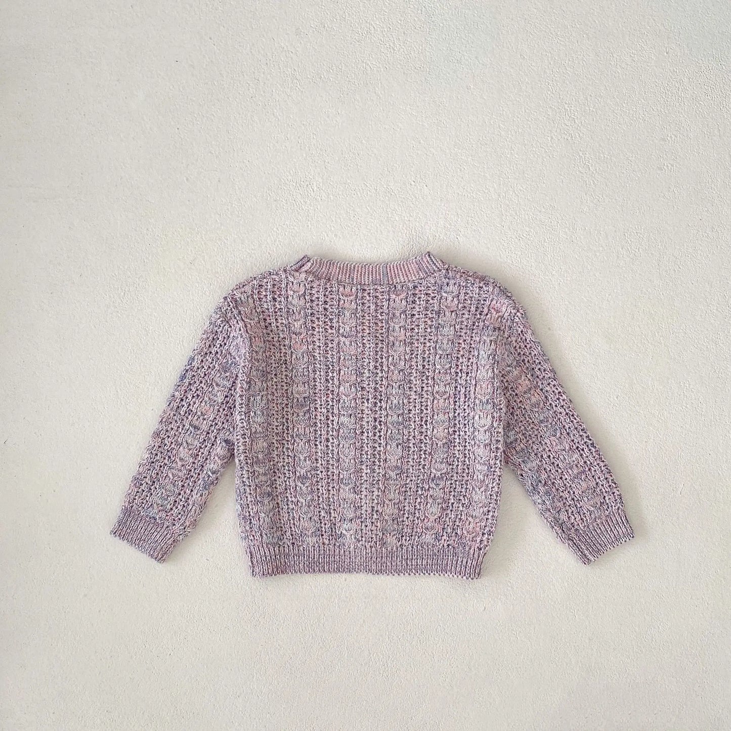 カーディガン・パーカー ベビーカーディガン カラフルネップ ざっくりニットジャケット パープル