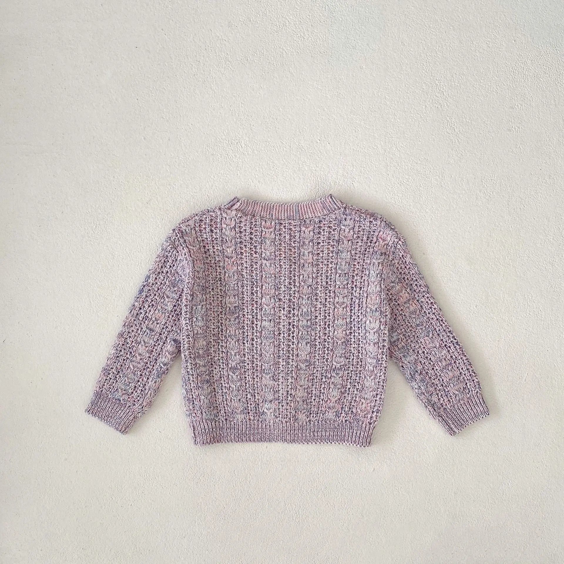 カーディガン・パーカー ベビーカーディガン カラフルネップ ざっくりニットジャケット パープル