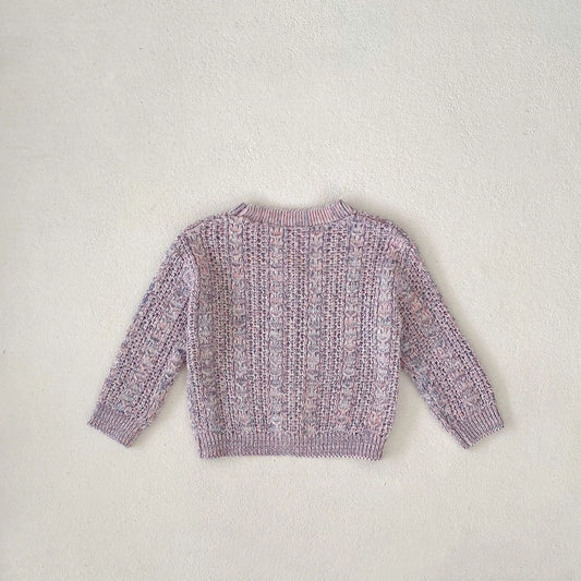 カーディガン・パーカー ベビーカーディガン カラフルネップ ざっくりニットジャケット パープル