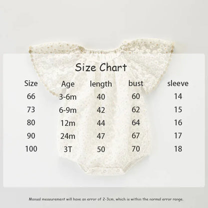 長袖ロンパース ベビーロンパース 半袖ボディスーツ フラワーレース刺繍 ベージュ