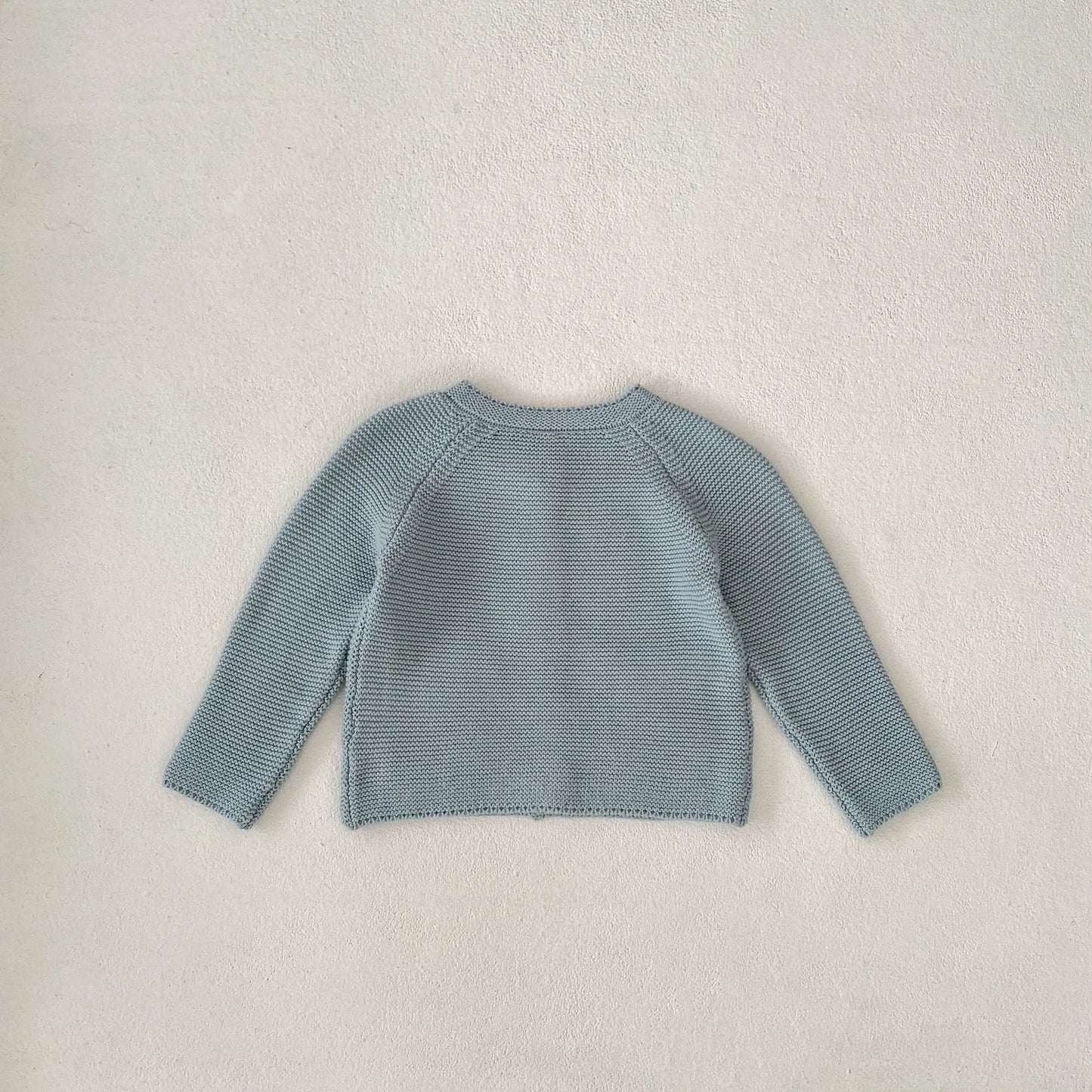 カーディガン・パーカー ベビーカーディガン ニットジャケット レース編み ポケット ブルー