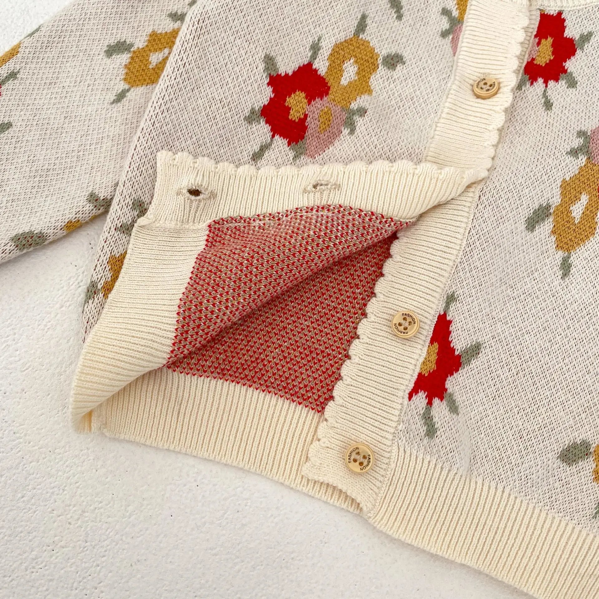 ロンパースセットアップ ベビーカーディガン/ロンパース ニットジャケット/サスペンダーボディスーツ フラワー花柄