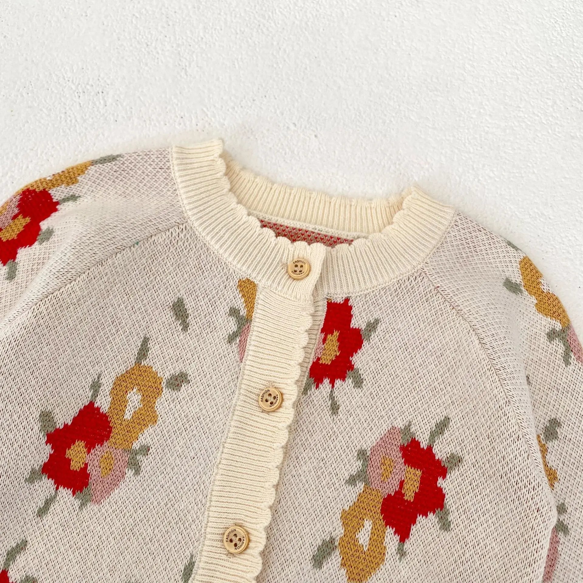 ロンパースセットアップ ベビーカーディガン/ロンパース ニットジャケット/サスペンダーボディスーツ フラワー花柄