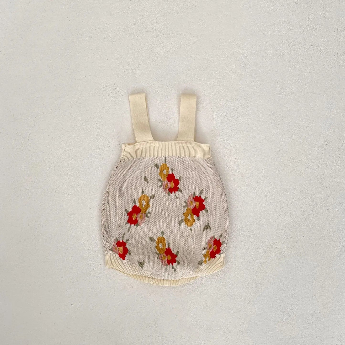 ロンパースセットアップ ベビーカーディガン/ロンパース ニットジャケット/サスペンダーボディスーツ フラワー花柄