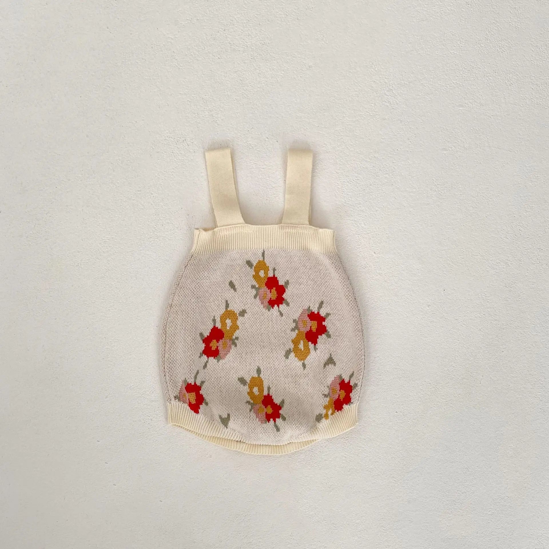 ロンパースセットアップ ベビーカーディガン/ロンパース ニットジャケット/サスペンダーボディスーツ フラワー花柄