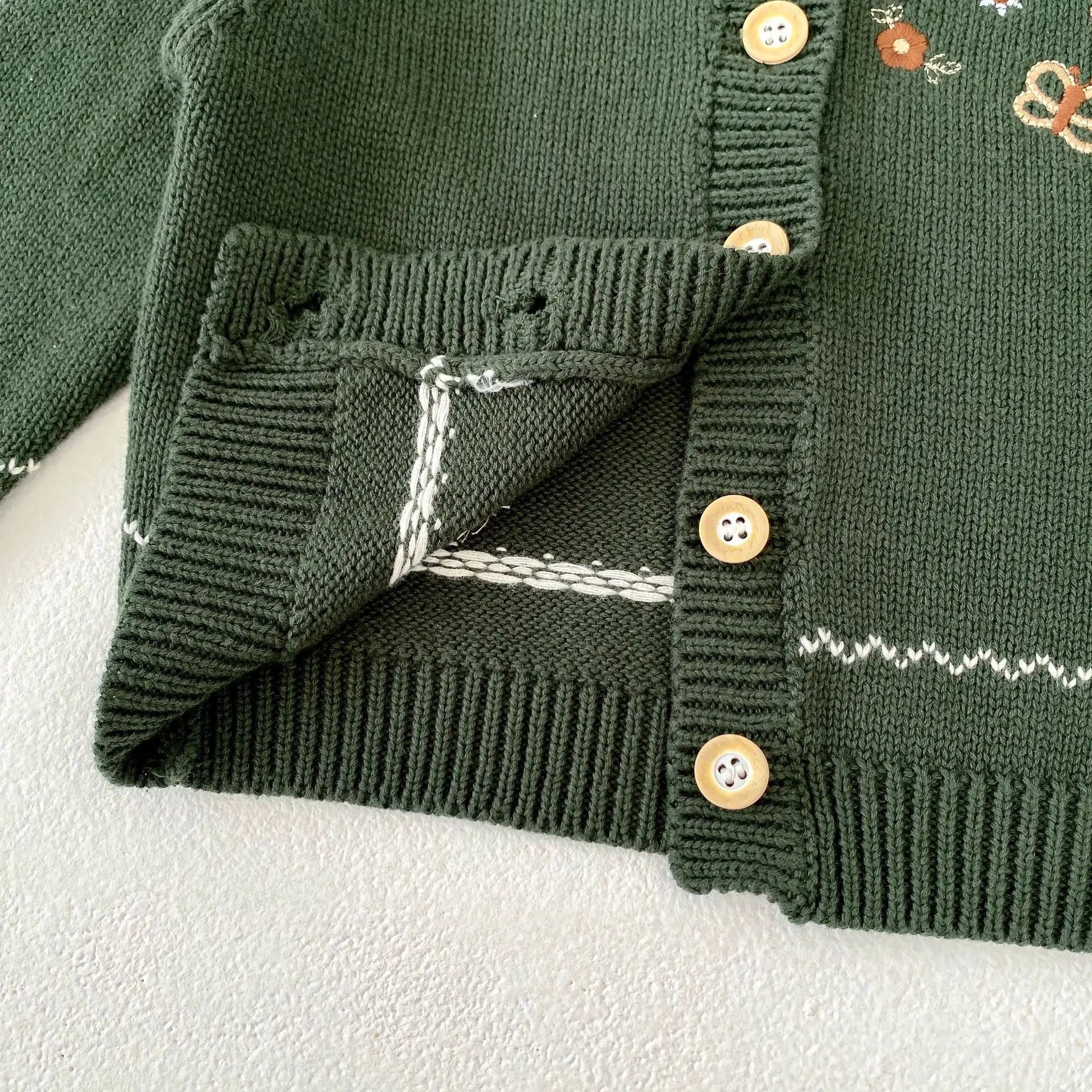 ロンパースセットアップ ベビーカーディガン/ロンパース ニットジャケット/サスペンダーボディスーツ バタフライ蝶フラワー刺繍