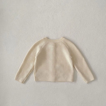 カーディガン・パーカー ベビーカーディガン ニットジャケット アニマル刺繍 象エレファントキリン アプリコットホワイト