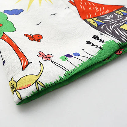 ノースリーブワンピース ☺︎ キッズワンピース ノースリーブサマードレス お絵描きプリント ホワイト