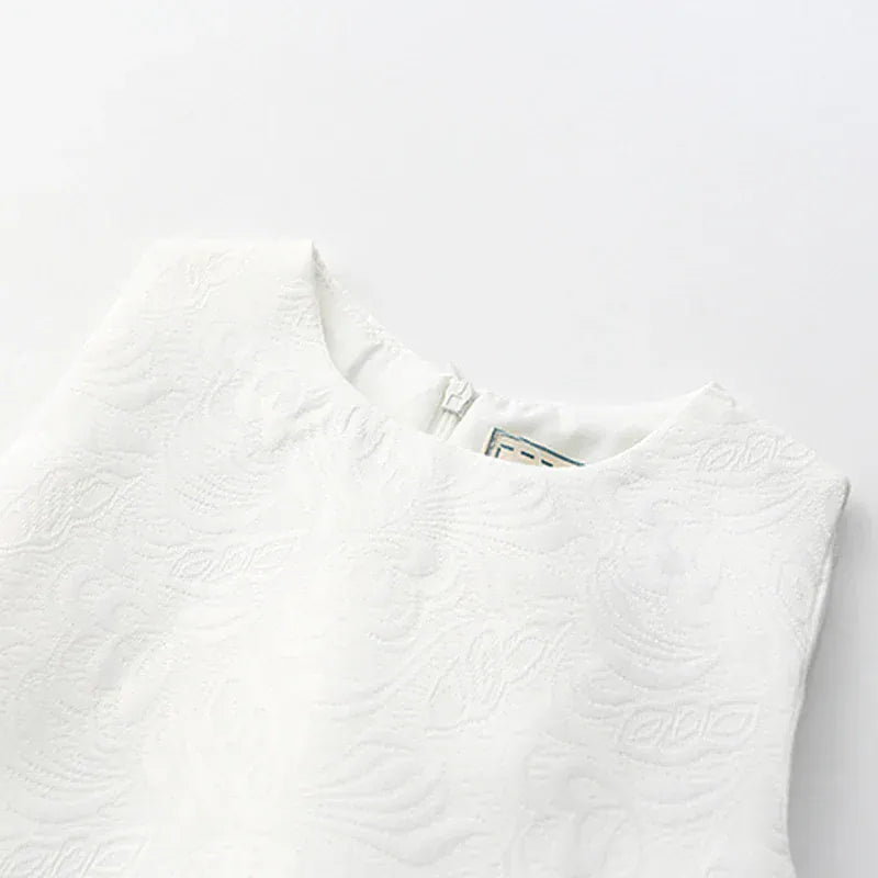 ノースリーブワンピース ☺︎ キッズワンピース ノースリーブサマードレス お絵描きプリント ホワイト