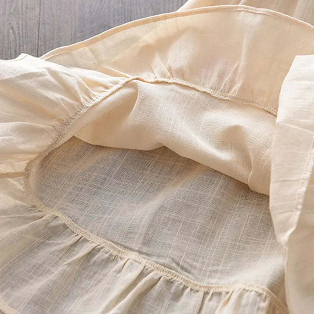 ノースリーブワンピース ☺︎ キッズワンピース フリルスリーブ 刺繍 サマードレス