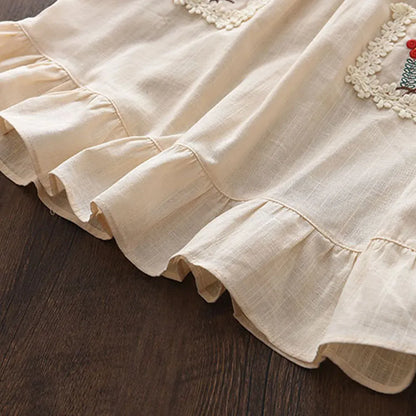 ノースリーブワンピース ☺︎ キッズワンピース フリルスリーブ 刺繍 サマードレス