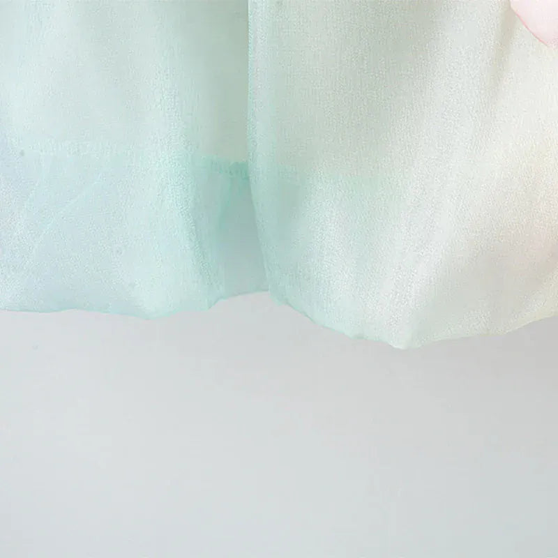 半袖ワンピース ☺︎ ベビーワンピース 半袖パフスリーブシフォンドレス ハート パステルカラー