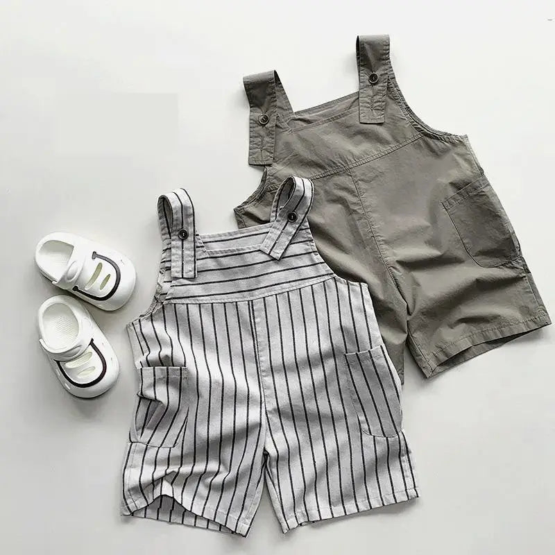 オーバーオール キッズオーバーオール サロペット ワイドルーズ サスペンダーパンツ 無地/ストライプ